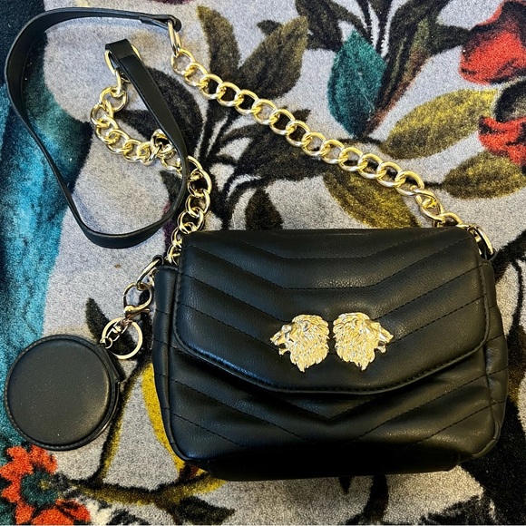 JF JUSTFAB Lion Detail Quilted Crossbody Bag with Gold Chain - Picture 2 of 5